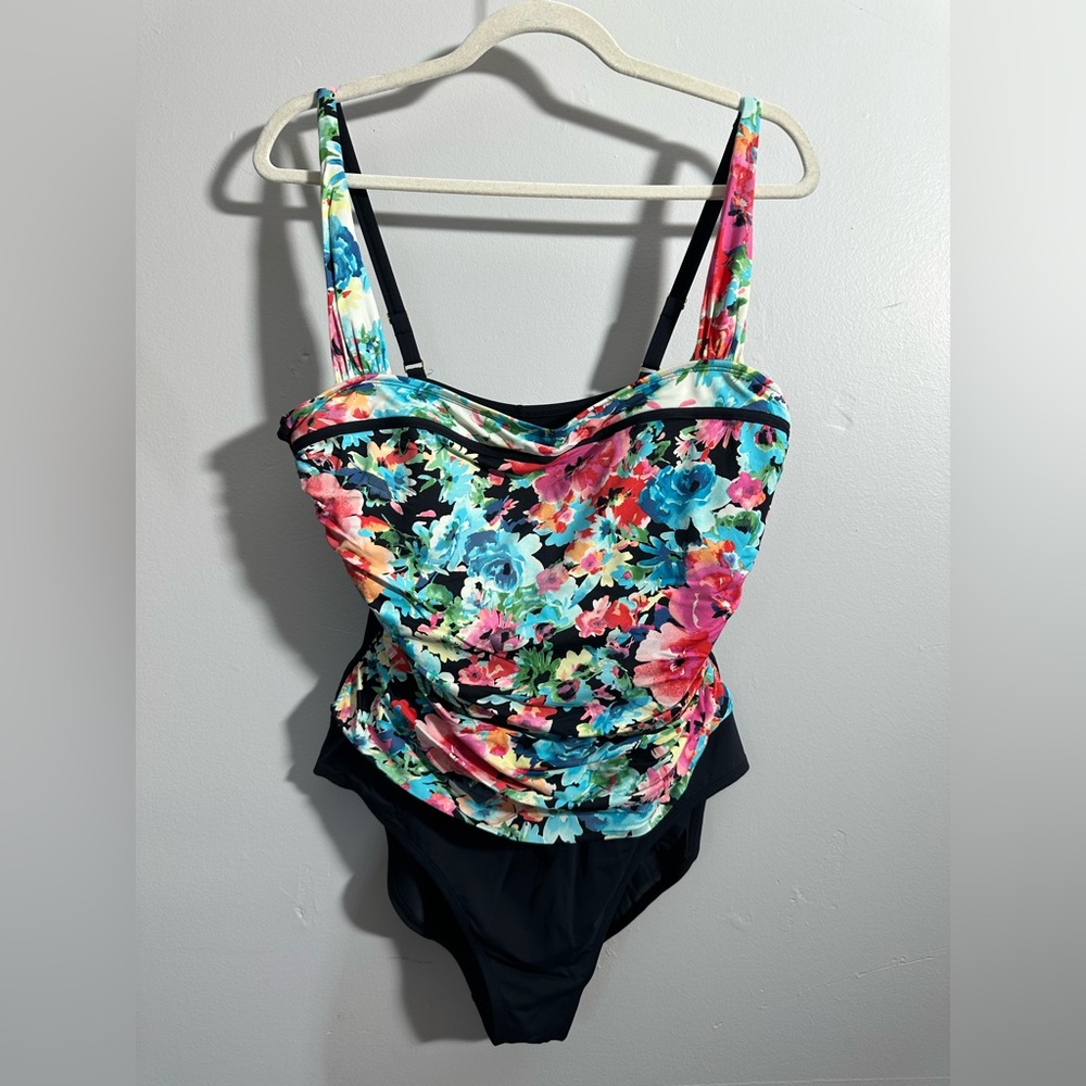 BLEU by Rod Beattie Women’s 18W Floral Underwire One-Piece Swimsuit | SKU 0311